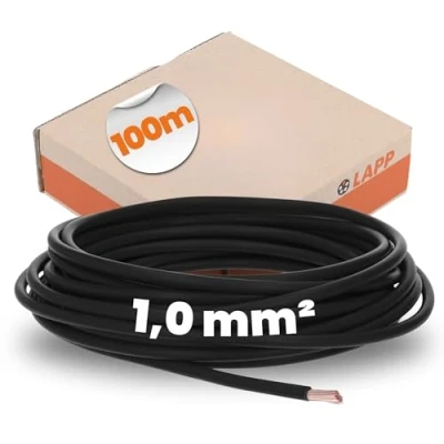 Abbildung von 100 Meter Lapp 4510013 H05V K 1,0 mm² schwarz I Verdrahtungsleitung Aderleitung flexibel PVC Einzelader Litze 1mm2 Verdrahtung