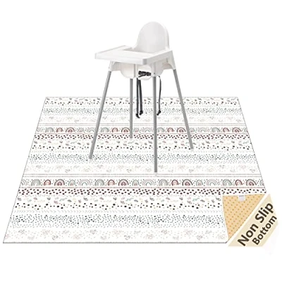 Abbildung von WOMUMON Spritzmatte für unter Hochstuhl/Kunst/Handwerk, waschbar, auslaufsicher, wasserdicht, rutschfest, Bodenschutz, Spritzmatte, unordentliche Matte und Tischdecke