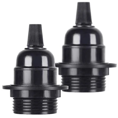 Abbildung von TIANFAN 2Pcs / Pack Edison Schraube ES E27 Glühbirnen Lampenfassung Pendelleuchte Schwarz Bakelit