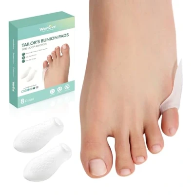 Abbildung von Welnove Tailor&#039;s Bunion Corrector Pads 8 Pack Pinky Toe Protector, with Separator for Women Men, Gel Shield Foot Pain Relief(Regular Pads)