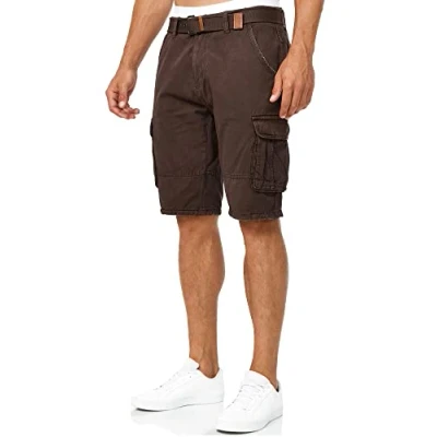 Abbildung von Indicode Herren Monroe Cargo Shorts inkl. Gürtel Bermuda Männer Sommerhose aus Baumwolle Dk Brown 3XL