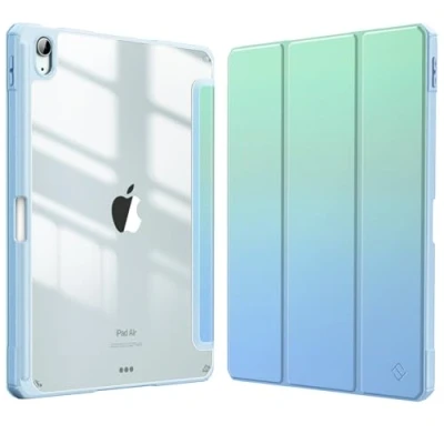 Abbildung von Fintie Hybrid Hülle für iPad Air 11 Zoll, 6/5/4 Generation (2024/2022/2020) 10,9 Zoll mit Stifthalter Stoßfeste Schutzhülle transparenter Hartschale auf der Rückseite, Meeres Ombre