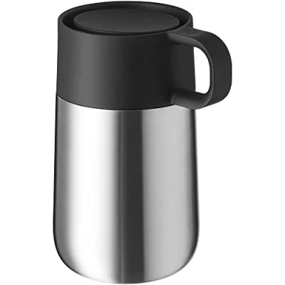 Abbildung von WMF Impulse Travel Mug, Thermobecher Edelstahl 0,3l, Automatikverschluss, 360 Trinköffnung, hält Getränke 6h warm/ 12h kalt, mattiert