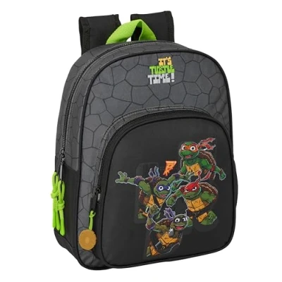 Abbildung von Safta TORTUGAS Ninja Schulrucksack für Kinder, ideal Kinder verschiedener Altersgruppen, bequem und vielseitig, Qualität Widerstandsfähigkeit, 27 x 10 33 cm, Grau/Schwarz,