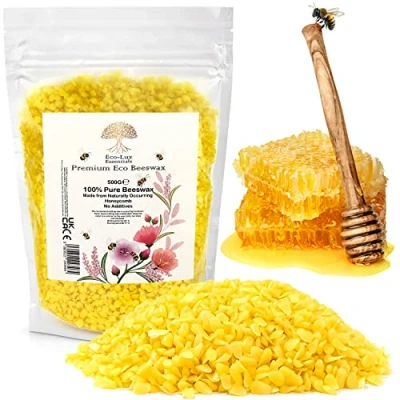 Abbildung von Eco Lux Bienenwachs 500g 100% reines natürliches Bio goldgelbe Pellets