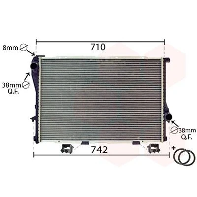 Abbildung von VAN WEZEL 06002233 Kühler, Motorkühlung Aluminium 650 437 32 *** IR PLUS mit Zubehör, Halter, Dichtungen Kühlrippen gelötet BMW: 5 Saloon