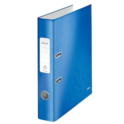 Abbildung von Leitz Qualitäts Ordner 180, A4, schmal, 5,2 cm Rückenbreite, laminierte Graupappe, Blau, WOW Serie, 10060036