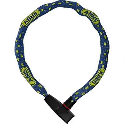 Abbildung von ABUS Kettenschloss Catena 6806K Leichtes Fahrradschloss aus gehärtetem Stahl mit modischem Textilschlauch Vierkantkette Sicherheitslevel 6 85 cm Blau Masken Muster