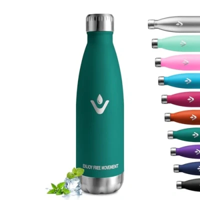 Abbildung von Isolierflasche 500ml, Thermosflasche Kohlensäure Geeignet, Edelstahl Trinkflasche BPA Frei, Thermoskanne Vakuum， Frei Auslaufsicher Wasserflasche, für Sport, Reisen, Jungs, Mädchen, Outdoor