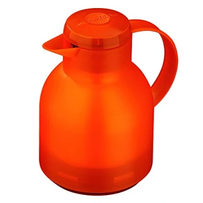 Abbildung von Emsa Samba Isolierkanne 504234 1 Liter Quick Press Verschluss 100% dicht 12h heiß, 24h kalt Transluzent Orange
