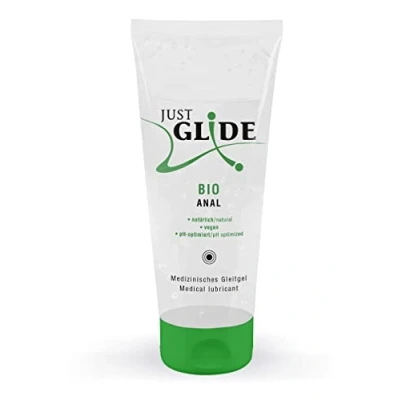 Abbildung von Just Glide Bio Anal natürliches Gleitgel für Frauen und Männer, wasserbasierend, latexkondomverträglich, öl fett frei, vegan, 200 ml