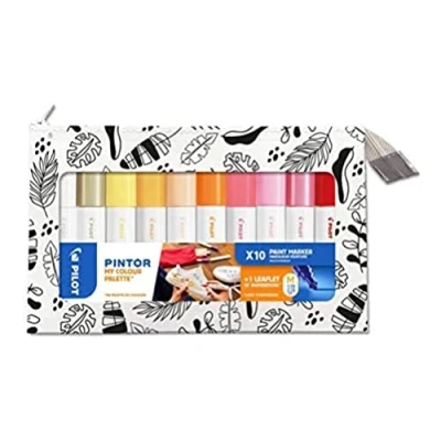 Abbildung von PILOT PINTOR Kreativmarker My Colour Palette 10 Stück in M warme Farben Farbmarker Stifte für DIY Projekte, fast alle Oberflächen, schnell trocknend und gut deckend