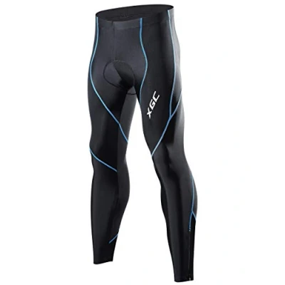 Abbildung von Herren Lange Radlerhose Fahrradhose Radhose Radsportshorts für Männer Elastische Atmungsaktive 4D Schwamm Sitzpolster mit Einer Hohen Dichte (Blue, XL)