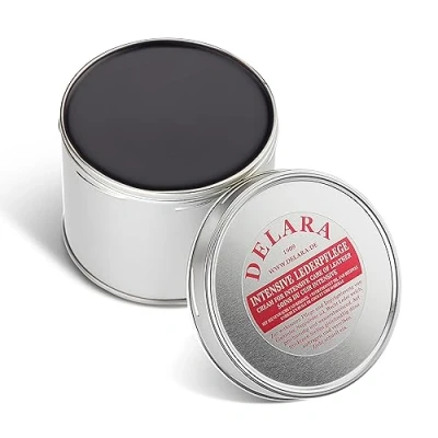 Abbildung von DELARA Intensive Lederpflege 500 ml Imprägniert und schützt Leder sehr wirksam. Neue Rezeptur mit hochwertigem Kokosöl Bienenwachs Made in Germany (Schwarz)
