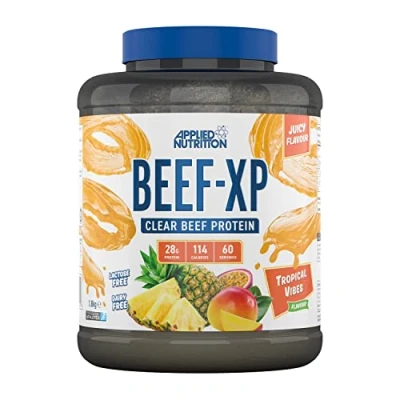 Abbildung von Applied Nutrition Beef XP Klares Hydrolysiertes Fruchtsaftartiges Protein Isolate, Powder ohne Milchprodukte, Laktose, Zucker, Fettarm (1.8kg, Tropical Vibes)