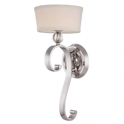 Abbildung von Quoizel QZ Madison MANOR1 IS Wandleuchte Manor 1xG9 Metall Silber, Leinen weiss, optisches Glass H:50,8cm L:22,9cm B:21,6cm