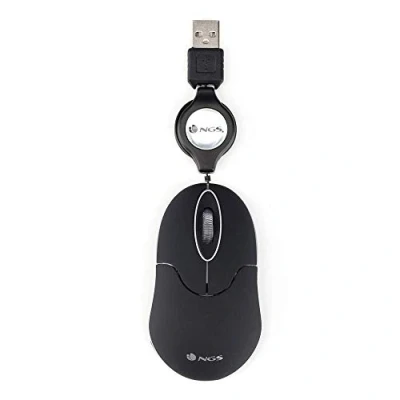 Abbildung von NGS SIN Black Optische Maus von 1000dpi und Versenkbarem USB Kable, Computer oder Laptop mit 2 Tasten, für Links Rechtshänder
