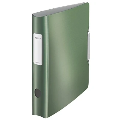 Abbildung von Leitz Qualitäts Ordner 180 Active Style, A4, Schmal, Satin Schwarz, Abgerundeter Rücken mit 6,5 cm Rückenbreite, Gummibandverschluss, Leichtes Polyfoam, 11090094