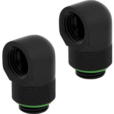 Abbildung von Corsair Hydro X Series 90 Abschlüsse Adapter Drehbar (Doppelpack, G1/4 Zoll BSPP Adaptergewinde, Messing Gefertigt Haltbarkeit, Sicherer Drehmechanismus, Ausgelegt auf hohe Durchflussraten) schwarz