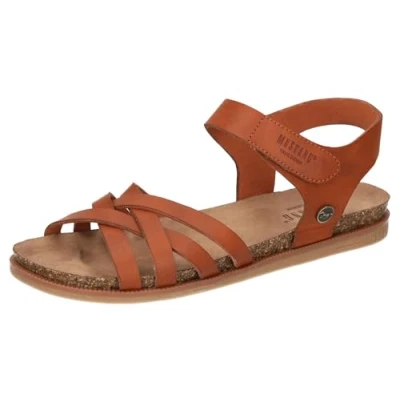 Abbildung von Mustang Riemensandalette, Damen, Größe: 38, Cognac Schuhe