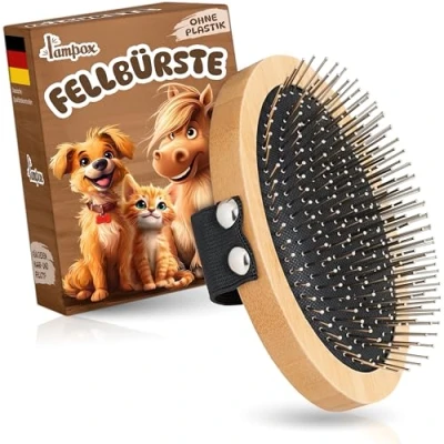 Abbildung von Fellbürste, Hundebürste, Tierbürste, Hundehaarbürste, Premium Bürste für Hund &amp; Katze zur sanften Fellpflege, Striegel Hunde Katzenbürste, Hundekamm mit Massage Effekt, Haustierbürste