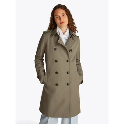 Abbildung von Tommy Hilfiger SLIM FIT Trenchcoat, Damen, Größe: 46, Tundra brown