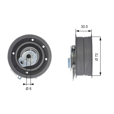 Abbildung von GATES T43010 Spannrolle, Zahnriemen Tru Power VOLKSWAGEN: Golf 4, 5, Passat B5 Saloon, AUDI: A4 B6 Avant, A3 Hatchback, Avant