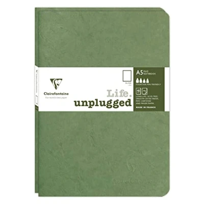 Abbildung von Clairefontaine 733183C Age Bag DUO Set aus 2 Notizheften 14,8x21cm , geheftet, 48 Blatt 90g, blanko Grün, 1