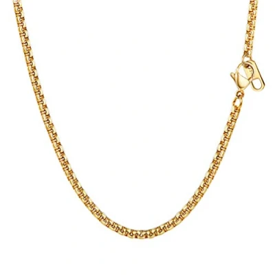 Abbildung von PROSTEEL 3mm massiv Ankerkette Herren Halskette 18k vergoldet Runde Venezianierkette Gliederkette Biker Punk Rock Schmuck 46 cm Gold für Männer Jungen