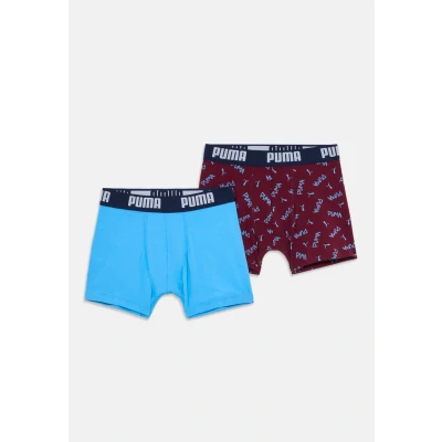 Abbildung von Puma BOYS Script Print 2 PACK Panties für Kinder, Größe: 158 164, Dark red/blue