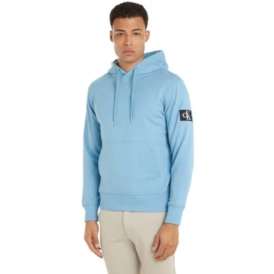 Abbildung von Calvin Klein Jeans Badge Hoodie Sweatshirt, Herren, Größe: XS, Dusk blue
