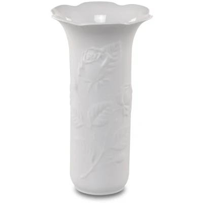 Abbildung von Goebel Rosengarten Kaiser Vase aus Biskuitporzellan in der Farbe Weiß, Maße: 9cm x 21cm, 14 001 29 1