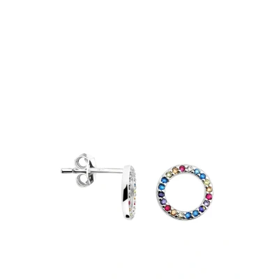 Abbildung von SOFIA MILANI Damen Ohrringe 925 Silber mit bunten Zirkonia Steinen Kreis Ohrstecker E1676