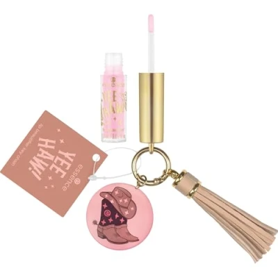 Abbildung von essence YEE HAW! lip beautifier key chain, Lipgloss, Nr. 01, Pink, glänzend, glitzernd, vegan, ohne Parabene, Mikroplastikpartikel, Nanopartikel frei, 1er Pack (1.5ml)