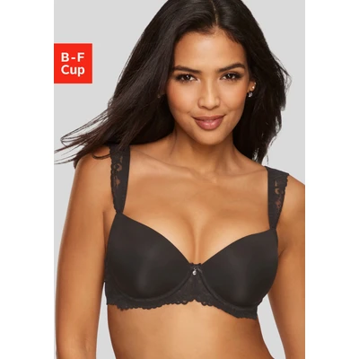 Abbildung von LASCANA Schalen BH »Flora«, mit wunderschönen Spitzenträgern und edlem Glitzeraccessoire, Dessous