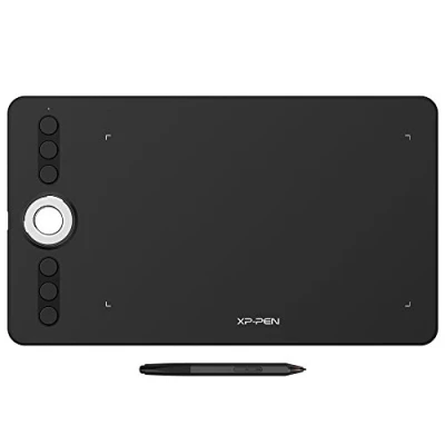 Abbildung von XP Pen Deco 02 Grafiktablet Drawing Tablet batterieloser Stift mit 8192 Druckstufen Radiergummi und Express Tasten (schwarz)