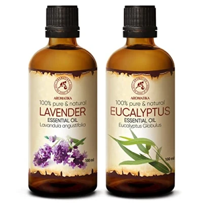 Abbildung von Ätherische Öle Set 2x100ml Lavendel Öl und Eukalyptus Aromatherapie für Diffusers Duftlampen Eukalyptusöl Duftkerzen Seifen Lavendelöl Haut Raumduft