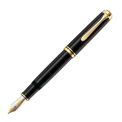 Abbildung von Pelikan Füllhalter Souverän 800, Schwarz, Feder M (mittel), hochwertiger Kolbenfüller im Geschenk Etui, 995571