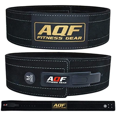 Abbildung von AQF Gewichthebergürtel Lever Schnalle, 4&quot; Breit 10mm Dick Leder Wildlederfutter Kraftraining Gürtel, Lifting Belt, Gewichtsgürtel Für Fitness, Powerlifting, Sport &amp; Deadlift Herren (3XL, Schwarz)