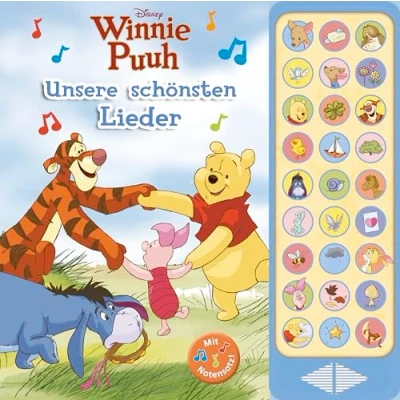 Abbildung von PI Kids 27 Button Soundbuch Winnie Puuh, Disney: Unsere schönsten Lieder bekannte Kinderlieder zum Mitsingen Hardcover Buch Mit Noten ... Mitsingen. Soundbuch. Notensatz