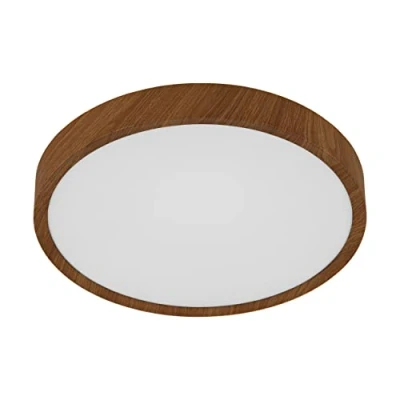 Abbildung von EGLO LED Deckenleuchte Musurita, 1 flammige Deckenlampe, Wohnzimmerlampe Modern, Küchenlampe aus Stahl und Kunststoff, Flurlampe Decke in Holz Optik, Weiß, Ø 34 cm
