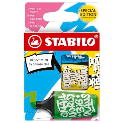 Abbildung von Textmarker STABILO BOSS MINI by Snooze One 3er Pack blau, gelb, grün