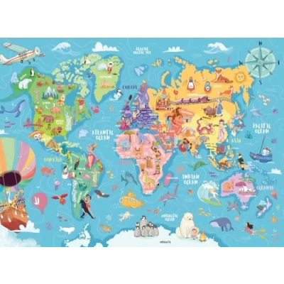 Abbildung von Ravensburger 13343 Dinosaurs Weltkarte Puzzle 100 Teile für Kinder ab 6 Jahren