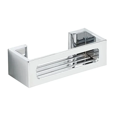 Abbildung von WENKO Turbo Loc Wandablage Bralia, Bad Ablage aus Kunststoff, Befestigen ohne Bohren, tiefes Körbchen für sicheren Stand von Shampoo und Duschgel, &amp; Dusche, 30 x 8,5 12 cm, Chrom