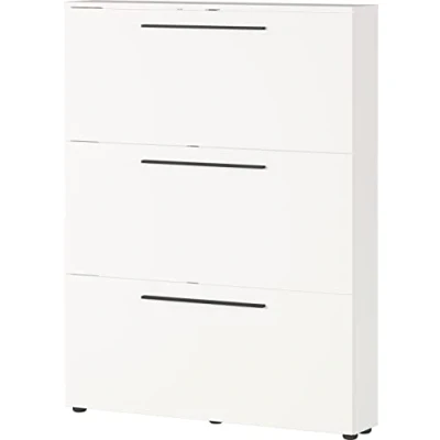 Abbildung von Germania Schuhschrank 2577 84 GW Utah, in Weiß, mit Platz 12 für Paar Schuhe, geringe Tiefe, ideal schmale Flure, 100 x 129 19 cm (BxHxT)