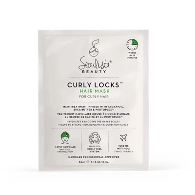 Abbildung von Seoulista Beauty Curly Locks Haarmaske lockiges, gewelltes und strukturiertes Haar stellt Feuchtigkeit, Definition Glanz für lockiges wieder her, Beige
