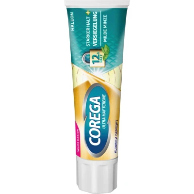 Abbildung von Corega Ultra Haftcreme Starker Halt + Versiegelung für Zahnersatz/ dritte Zähne, 1x40g