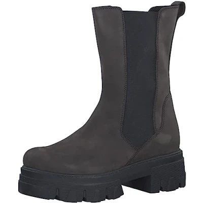 Abbildung von MARCO TOZZI Damen Chelsea Boots aus Leder Plateau, Grau (Anthracite N.C), 38