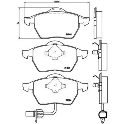 Abbildung von BREMBO P 85 060 Bremsbelagsatz inkl. Verschleißwarnkontakt mit Kolbenclip ohne Zubehör FORD: Galaxy Mk1 MPV, VOLKSWAGEN: Sharan I, VAN