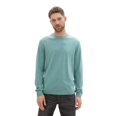 Abbildung von TOM TAILOR Herren Basic Crewneck Pullover aus Baumwolle, 13158 Mineral Stone Blue Melange, XL